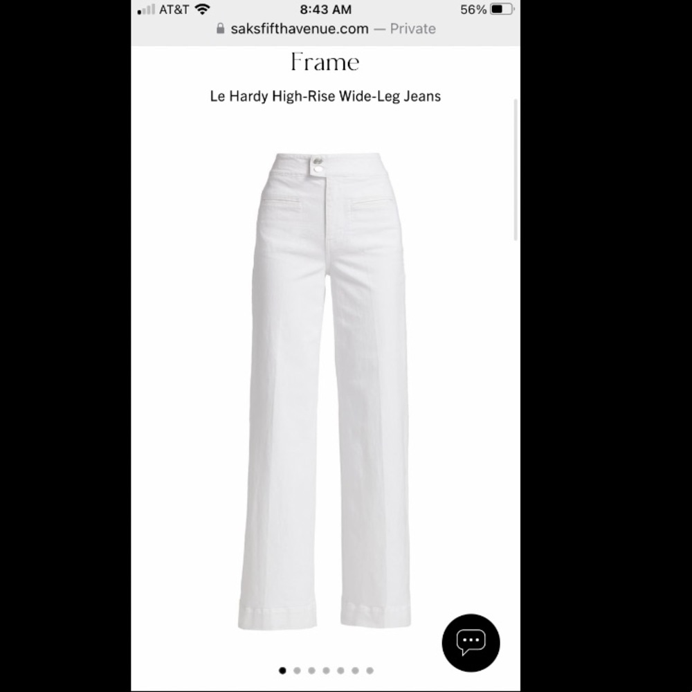 Frame Denim White Le Hardy High-Rise Wide-Leg Jeans